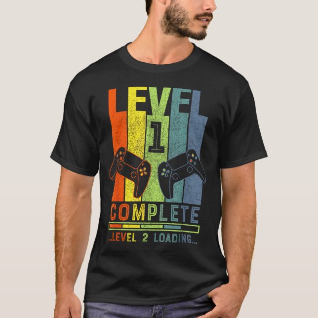Camiseta Level 1 Complete Gamer Gift 1 Years Wedding Annive (Frente)