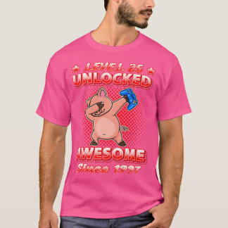 Camiseta Level 25 Unlocked Gamers Born 1997 Dabbing Pig 25t