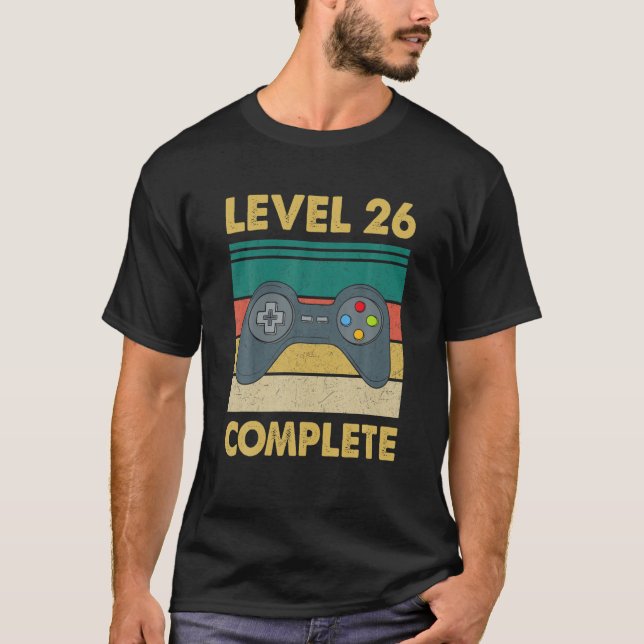 Camiseta Level 26 Complete Video Gamer - 26Th Wedding Anive (Frente)