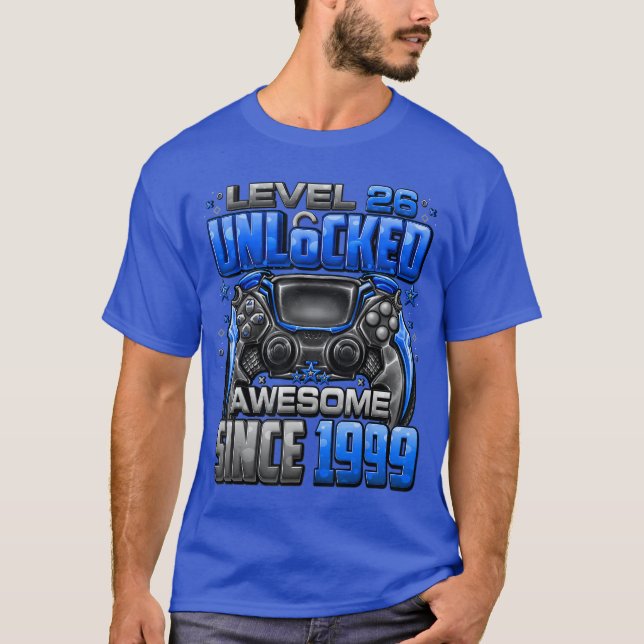 Camiseta Level 26 Unlocked Awesome Since 1999 26th Birthday (Frente)