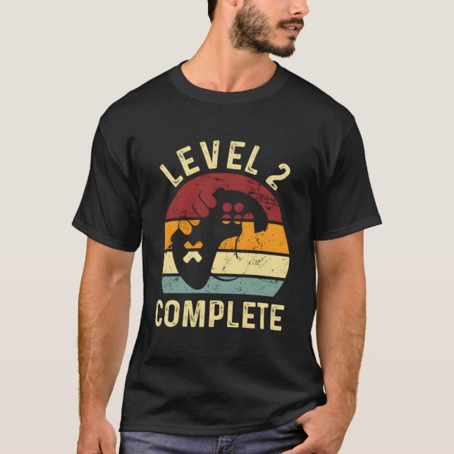 Camiseta Level 2 Complete 2 Year Anniversary 2Nd Wedding Fo (Frente)