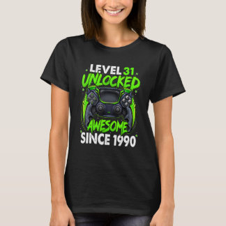 Camiseta Level 31 Unlocked Awesome Since 1990 31st Birthday