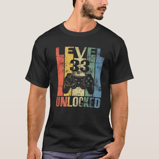 Camiseta Level 33 Unlocked 33Rd Birthday Gift For Video Gam (Frente)