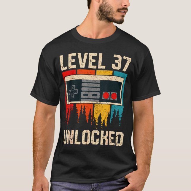 Camiseta Level 37 Unlocked Video Game Controller Birthday M (Frente)