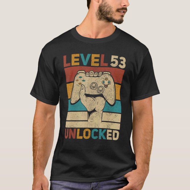 Camiseta Level 53 Unlocked 53rd Birthday 53 Years Old Gamer (Frente)