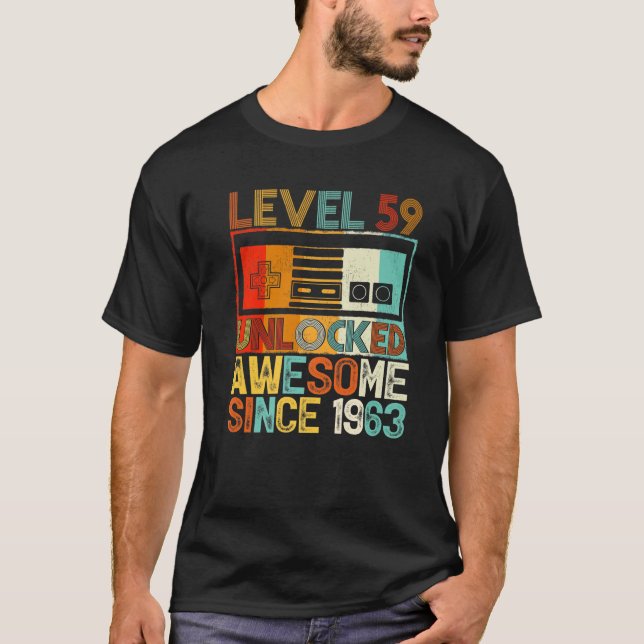 Camiseta Level 59 Unlocked Awesome Since 1963 59Th Birthday (Frente)