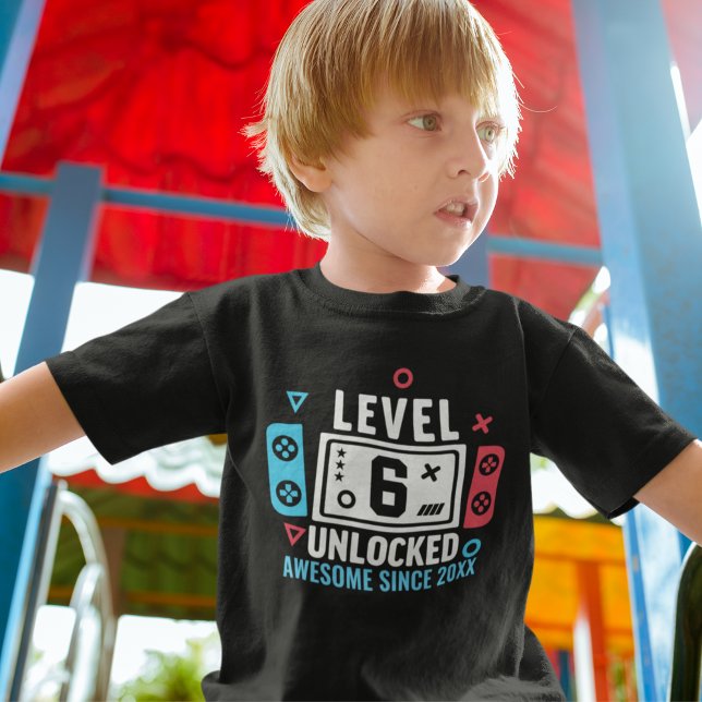 Camiseta LEVEL 6 UNLOCKED Gamer Birthday – Custom Year (Criador carregado)