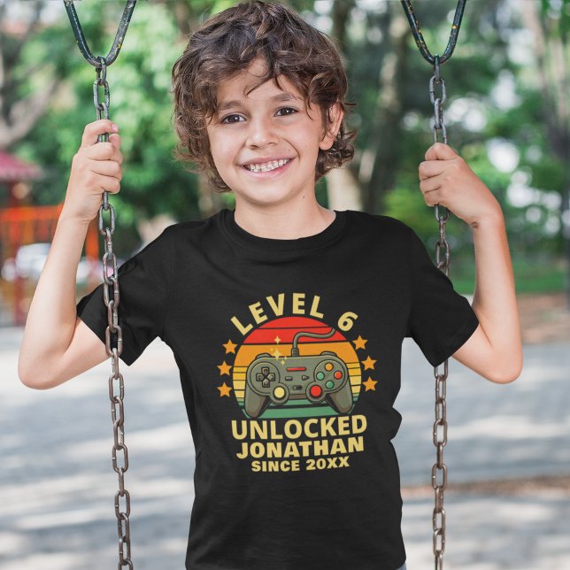 Camiseta Level 6 Unlocked Gamer Boy Birthday 6 (Criador carregado)