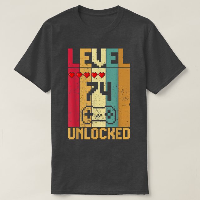 Camiseta Level 74 Unlocked Awesome 1948 Video Game 74th Bir (Frente do Design)