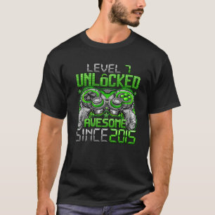 Camiseta Level 7 Unlocked Awesome Since 2015 7Th Birthday G