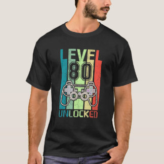 Camiseta Level 80 Unlocked  Video Gamer 80th Birthday  Tee
