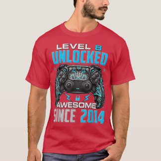 Camiseta Level 8 Unlocked Awesome Since 2014 8th Birthday G