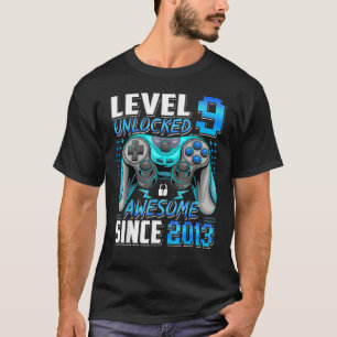 Camiseta Level 9 Unlocked Awesome Since 2013 9th Birthday G