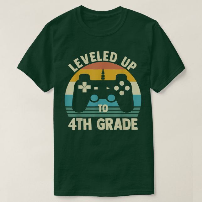 Camiseta Leveled Up To 4th Grade Back To School Video Game  (Frente do Design)