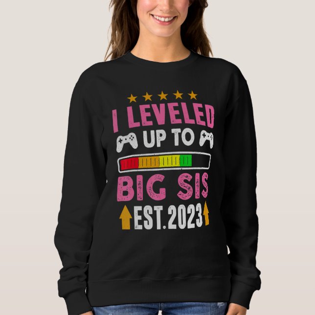 Camiseta Leveled Up To Big Sister 2023  Promoted To Big Sis (Frente)
