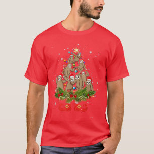 Camiseta Leves Árvore de Natal Luzes de Santa Chapéu Bonito