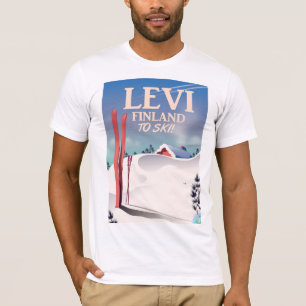 Camiseta Levi, poster de viagens do esqui de Finlandia