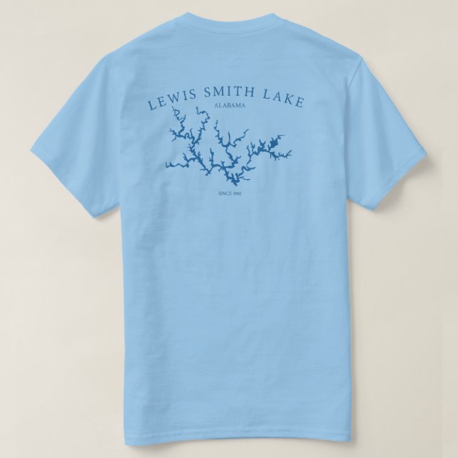 Camiseta Lewis Smith Lake Alabama Map Double Sided Tee (Verso do Design)