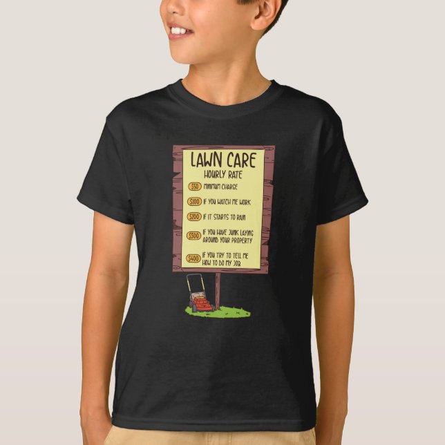 Camiseta Lewn Mower - Lawn Care Hhour Rate (Frente)