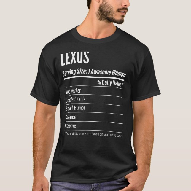 Camiseta Lexus Gift, Nutritional Facts Serving Size, Calori (Frente)