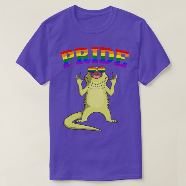 Camiseta LGB Bearded Dragon Gay Pride Rainbow LGBQ Cute Gif (Frente do Design)