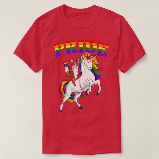 Camiseta LGB Fox Unicorn Gay Pride Rainbow LGBQ Cute Gift  (Frente do Design)