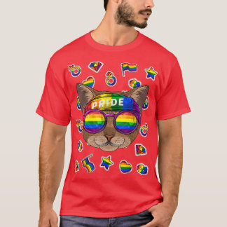 Camiseta LGBT Abyssinian Orgulho gay Mês Cat Rainbow Lesbia