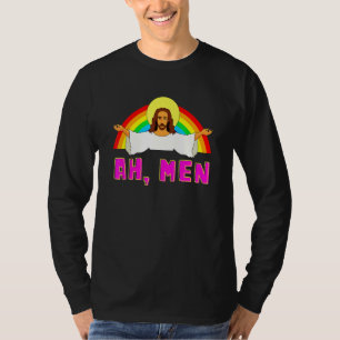 Camiseta LGBT Ah Homem Jesus Orgulho Gay Arco-íris
