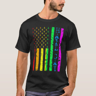 Camiseta Lgbt All Hail Orgulho gay Flag Satanic