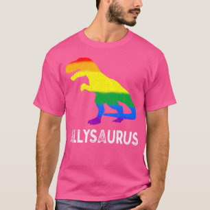 Camiseta Lgbt Ally Allysaurus Rainbow Dinosaur Pride Mês