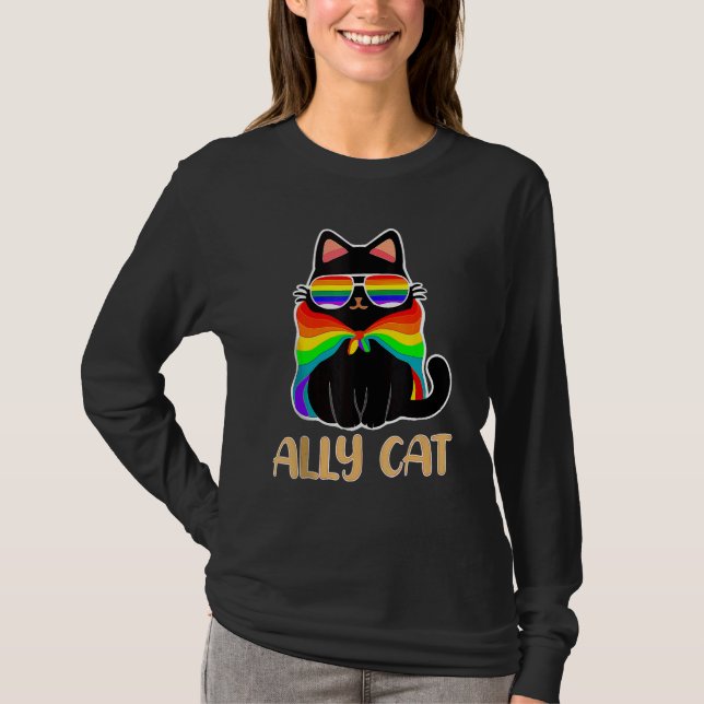 Camiseta LGBT Ally Cat Be Kind Gay Rainbow (Frente)