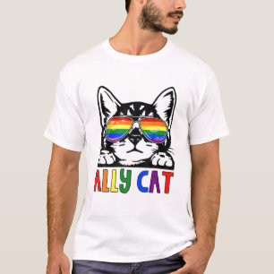 Camiseta LGBT Ally Cat Seja tipo Gay Rainbow Funny LGBTQ