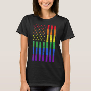 Camiseta Lgbt American Flag Pride Rainbow Gay Lesbian Bi Tr