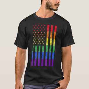 Camiseta Lgbt American Flag Pride Rainbow Gay Lesbian Bi Tr