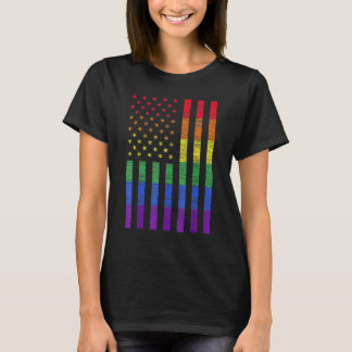Camiseta Lgbt American Flag Pride Rainbow Gay Lesbian Bi Tr
