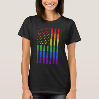 Camiseta Lgbt American Flag Pride Rainbow Gay Lesbian Bisex