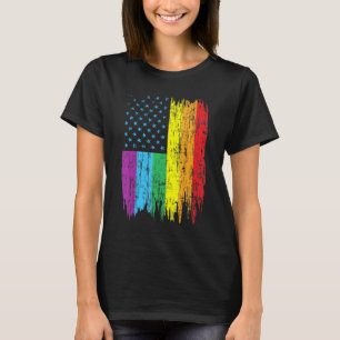 Camiseta Lgbt American Flag Pride Vintage Antigo Patriótico