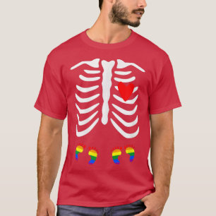 Camiseta Lgbt Anúncio De Gravidez Twin Skeleton Baby Les