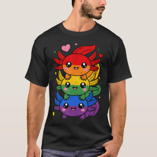 Camiseta Lgbt Axolotl Pilha Bandeira Arco-Íris Lgbtq Orgulh