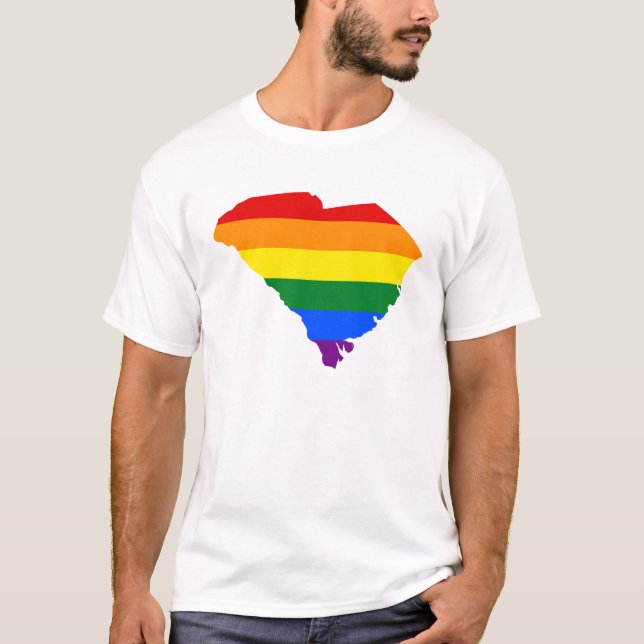 Camiseta LGBT Carolina do Sul, Estado dos EUA mapa de bande (Frente)