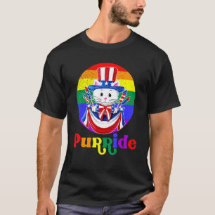 Camiseta Lgbt Cat Purride Rainbow Flag Americano Flag Lgbtq