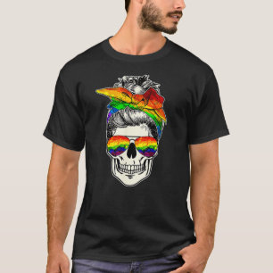 Camiseta LGBT Caveira Mensagem Arco Arco-Íris LGBTQ Orgulh