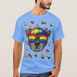 Camiseta LGBT Cheetah Orgulho gay mês animal Rainbow Lesbia