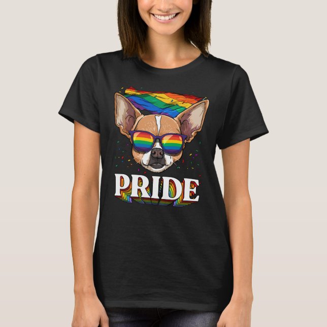 Camiseta Lgbt Chihuahua Orgulho gay Lgbtq Rainbow Flag Sung (Frente)