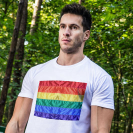 Camiseta LGBT Clássico Faux Silk Rainbow Flag Orgulho gay