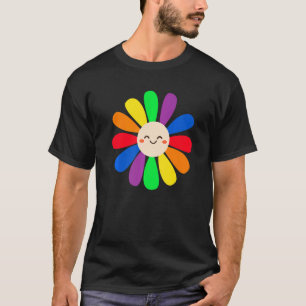Camiseta Lgbt Daisy Flower Smile Face Rainbow Lgbt Gay