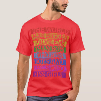 Camiseta LGBT de orgulho gay mês O mundo tem maiores proble