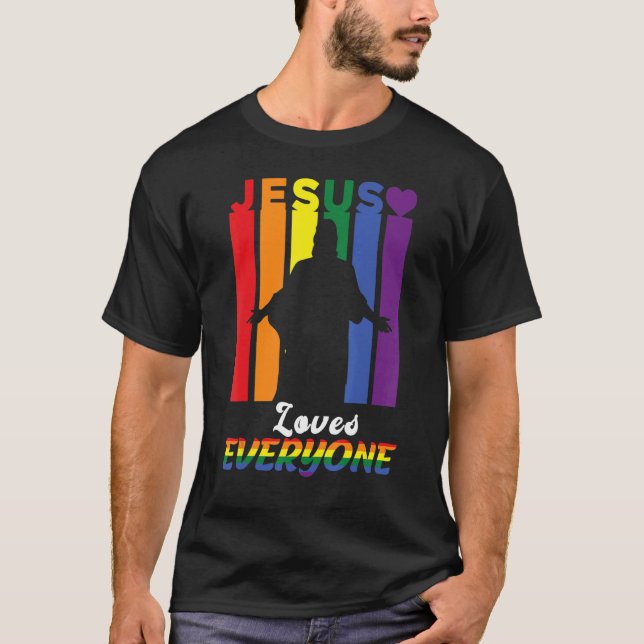 Camiseta Lgbt Direitos Gays Jesus ama Gráfico de Orgulho a  (Frente)