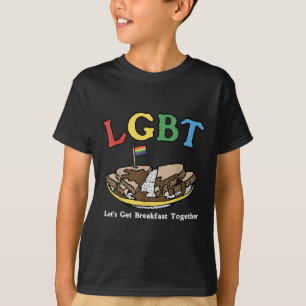 Camiseta Lgbt Divertido Vamos Tomar Café da Manhã Juntos _1