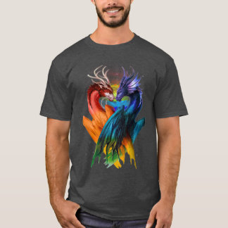 Camiseta LGBT Dragon Heart Rainbow Heart Dragon LGBT T